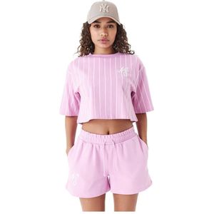 New Era Pinstripe Crop T-shirt Met Korte Mouwen