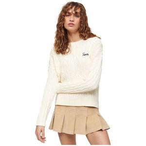 Superdry Vintage Dropped Shoulder Cable Sweater Bruin M Vrouw