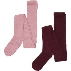 Minymo Wool Stocking Rib 2 Pack Tights Roze 6-9 Months