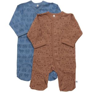 Pippi Buttons 2 Pack Pyjama Bruin,Blauw 9 Months
