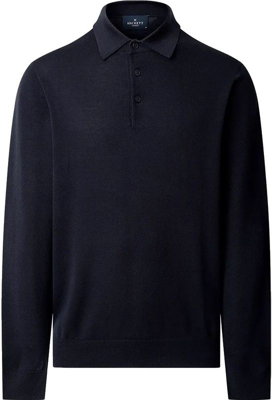 Hackett Londonvoor mannen. HM7000095 Polo Stop Start marine (L), Casual, Katoen, Lange mouwen, Marineblauw