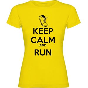 Kruskis Keep Calm And Run Short Sleeve T-shirt Geel M Vrouw