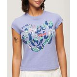 Superdry - Floral Scripted - T-shirt - Paars - Korte Mouwen