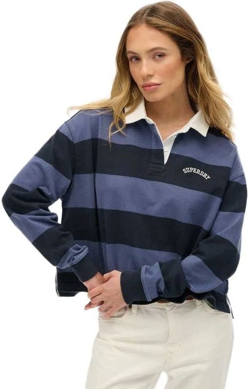 Superdry Athletic Essential Stripe Rugby Lange Mouw Poloshirt