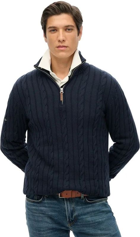 Superdry Cotton Classic Cable Half Rits Trui