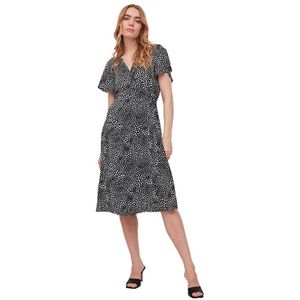 Vila Loe Short Sleeve Wrap Midi Dress Zwart 44 Vrouw