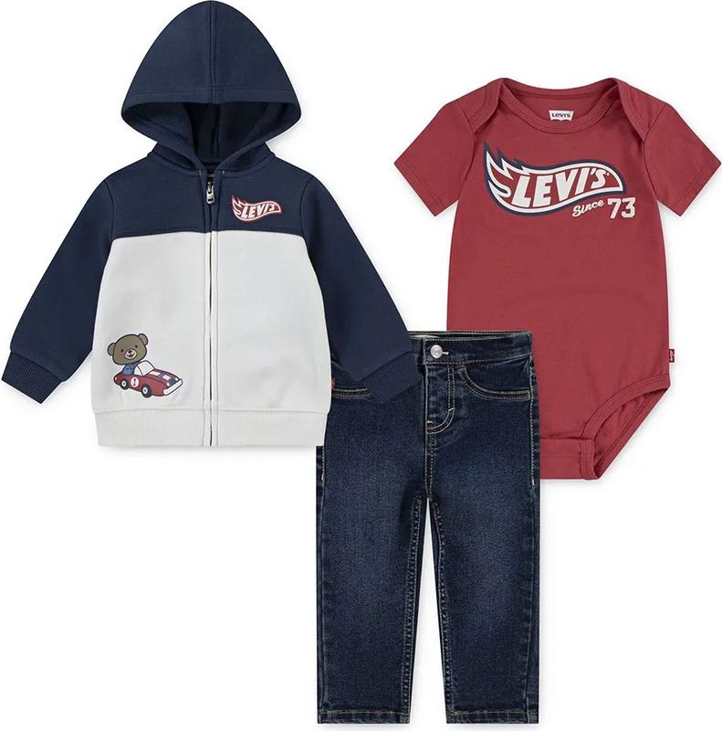 LEVI'S - 3-delige Set - Marineblauw - Body - Sweater - Rechte Jeans