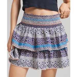 Superdry Vintage Tiered Mini Skirt Blauw L Vrouw