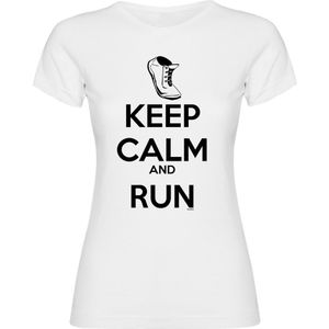 Kruskis Keep Calm And Run Short Sleeve T-shirt Wit S Vrouw