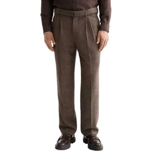 Scotch & Soda Yarn-dyed Wool Blend Relaxed Straight Pleated Chino Broek