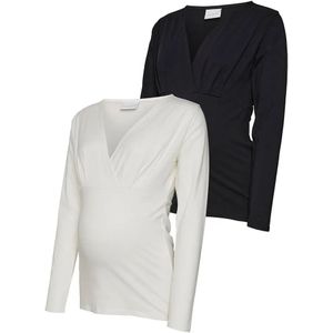 Mamalicious Emma Maternity T-shirt Met Lange Mouwen En V-hals 2 Eenheden