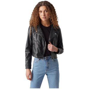 Vero Moda Bella Annabel Leather Jacket Zwart M Vrouw
