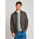 Pepe Jeans - Overhemd - Grijs - Polyester - Lange Mouwen - Ruitjesprint