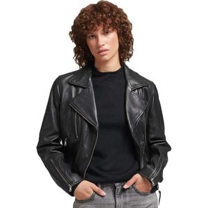 Superdry Studios Leather Biker Jacket Zwart XS Vrouw