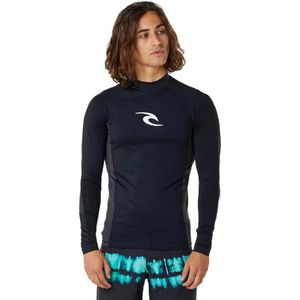 Rip Curl - Waves - Rashguard - Zwart - UPF 50+ Bescherming, 92% Polyester, 8% Elastaan