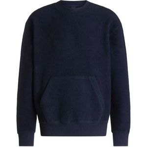 Boss Orange - Sweatshirt - Donkerblauw - Ronde Halslijn - Regular Fit - Kangoeroezak