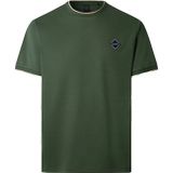 Hackett Londonvoor mannen. HM5000037 T-shirt Hs badge kastanjebruin (3XL), Rood, Casual, Granaatappel, Katoen, Korte mouwen