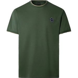 Hackett Londonvoor mannen. HM5000037 T-shirt Hs badge kastanjebruin (3XL), Rood, Casual, Granaatappel, Katoen, Korte mouwen