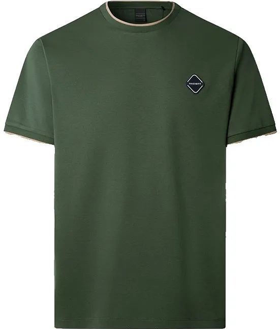 Hackett Londonvoor mannen. HM5000037 T-shirt Hs badge kastanjebruin (3XL), Rood, Casual, Granaatappel, Katoen, Korte mouwen