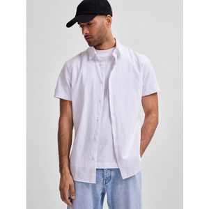 Selected Slim New Linen Classic Short Sleeve Shirt Wit XL Man