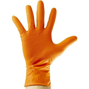 Jbm Oranje Nitril Wegwerphandschoenen 7.0mil Diamanttextuur 100 Eenheden