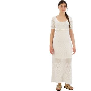 Pepe Jeans Goldie Short Sleeve Long Dress Wit L Vrouw