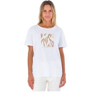 Hurley Zebra Short Sleeve T-shirt Beige XS Vrouw