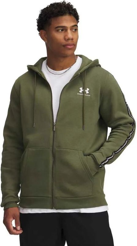 Under Armour - Icon Fleece Taping - Sweatshirt - Marine OD Green/Wit - Met Rits