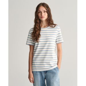 Gant Striped Short Sleeve T-shirt Beige M Vrouw