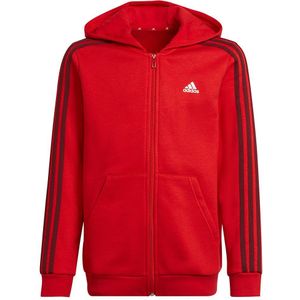 Adidas 3 Stripes Full Zip Sweatshirt Rood 9-10 Years