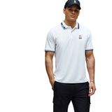 Psycho Bunnyvoor mannen. MT0100038 Chris grijs poloshirt (M), Casual, Polyester, Korte mouwen