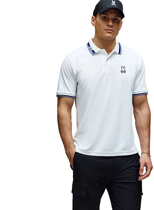 Psycho Bunnyvoor mannen. MT0100038 Chris grijs poloshirt (M), Casual, Polyester, Korte mouwen