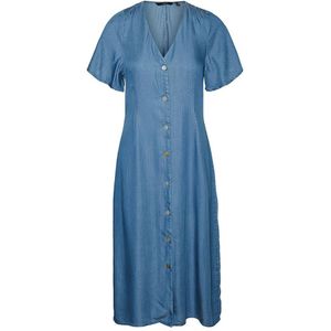 Vero Moda Liliana Calf Short Sleeve Long Dress Blauw M Vrouw
