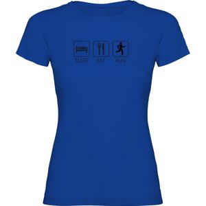Kruskis Sleep Eat And Run Short Sleeve T-shirt Blauw 2XL Vrouw