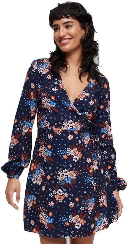 Superdry - Korte Jurk - Lange Mouwen - Mini Wrap Jurk - Bloemenpatroon