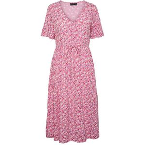 Pieces Tala String Tie Short Sleeve Midi Dress Roze 2XL Vrouw