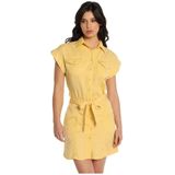 Lois - Korte Jurk - Geel - Tencelstof - Korte Mouwen