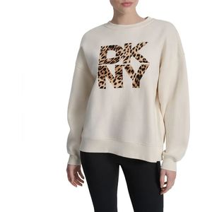 DKNY - Stacked Animal Print Flocking Logo - Long Line Sweatshirt