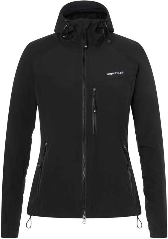 Super.natural Alpine Active Jas - Zwart - Merino-mix - Hoge Kraag - Capuchon