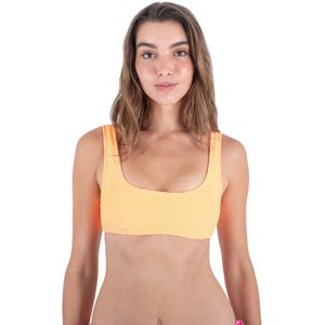 Hurley Solid Soft Scrunch Pull On Bikini Top Geel L Vrouw