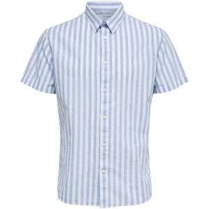 Selected Slim New Linen Classic Short Sleeve Shirt Blauw S Man
