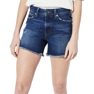 Superdry Vintage Mid Rise Slim Shorts Blauw 26 Vrouw