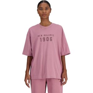 New Balance Iconic Collegiate Oversized T-shirt Roze M Vrouw