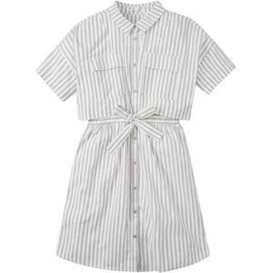 Tom Tailor 1030822 Relaxed Striped Shirt Short Sleeve Dress Beige 128 cm Meisje