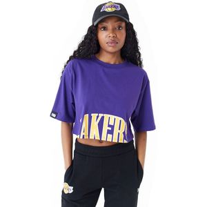 New Era Nba Team Wrdmrk Crop Los Angeles Lakers Short Sleeve T-shirt Paars M Vrouw