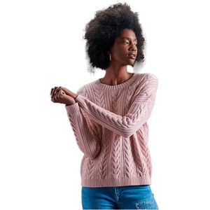 Superdry Dropped Shoulder Cable Crew Sweater Roze L Vrouw