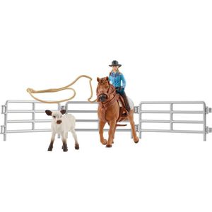 Schleich 42577 Cowgirl Team Roping Fun Toy Goud