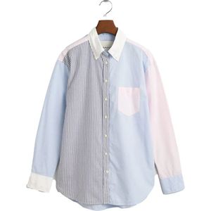 Gantvoor vrouwen. 4300408 Relaxed Fit Shirt met blauw patch-dessin (32), Casual, Katoen, Lange mouwen
