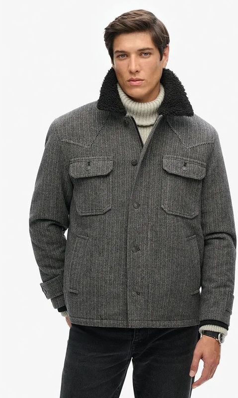 Superdry - Merchant Chore - Wolwerkjas - Ruitprint - Met Schapenvacht Voering