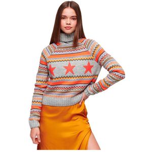 Superdry Raglan Stripe Knit Round Neck Sweater Oranje,Grijs L Vrouw